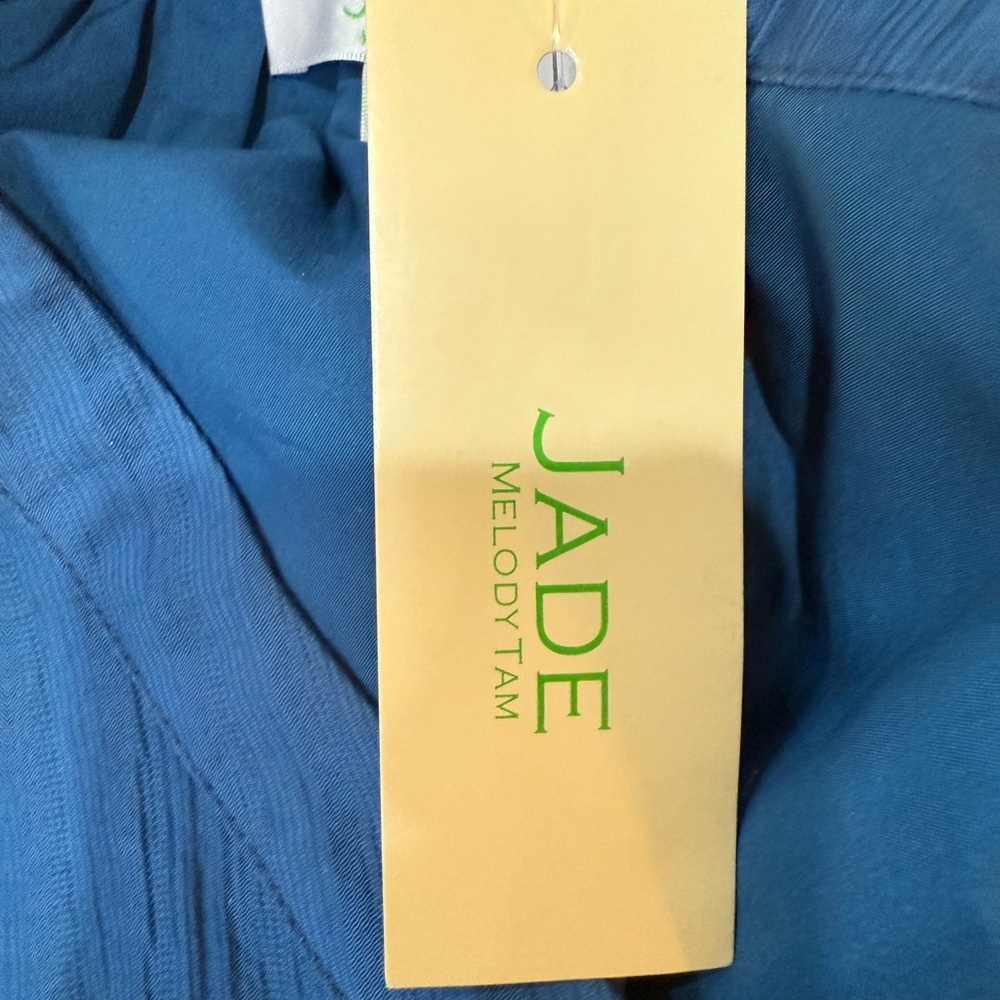 JADE 🆕 Melody Tam Indigo V Neck Flounce Dress Size Small 🆕🆕🆕 - Picture 2 of 12